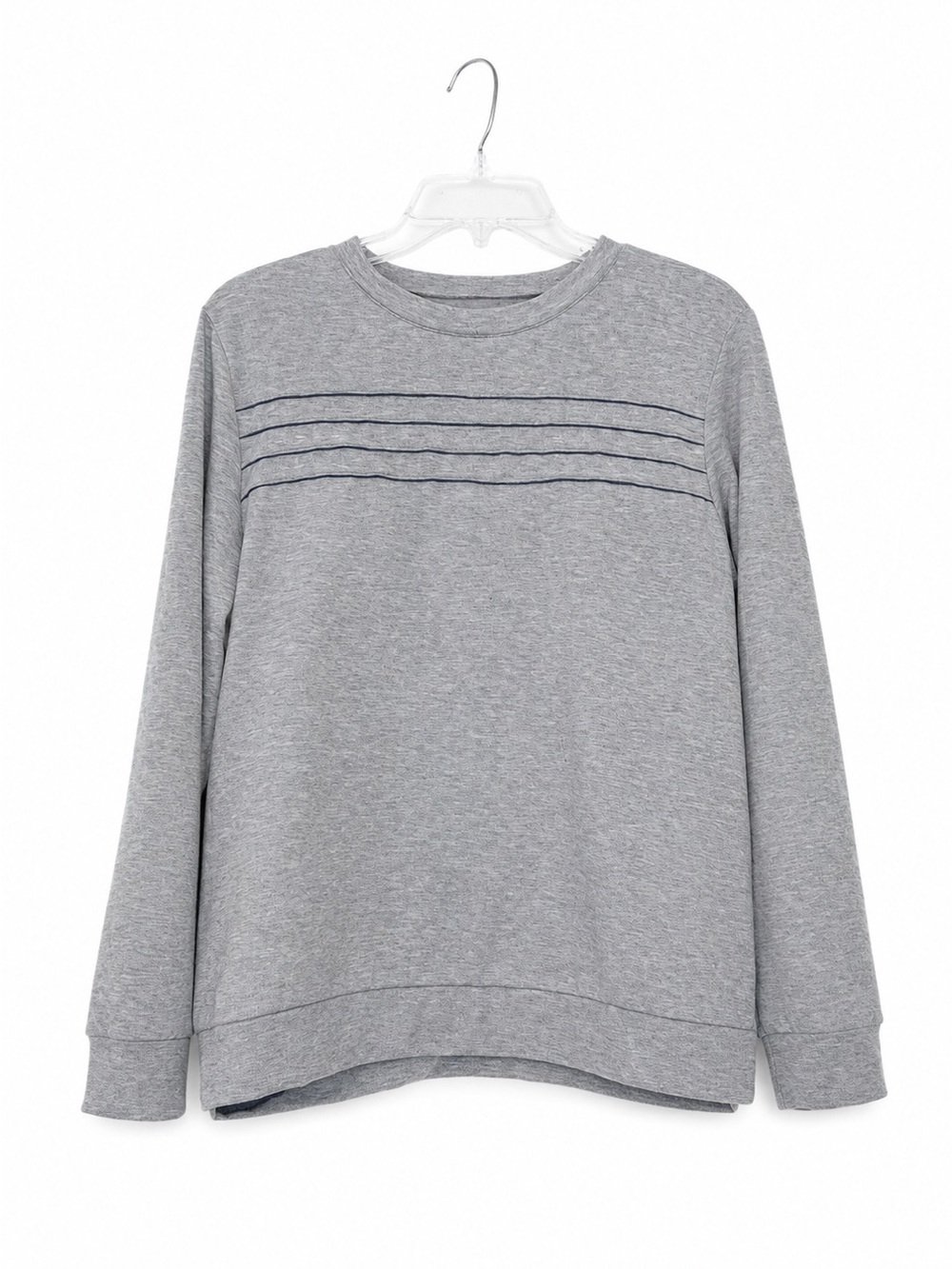 Women’s Gray Striped Crewneck Sweatshirt Size Small